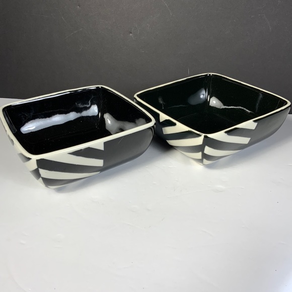 The Main Ingredient Bowl Cereal soup Pasta Black White Set 2 Yin Yang Zebra #E4 - Picture 1 of 6